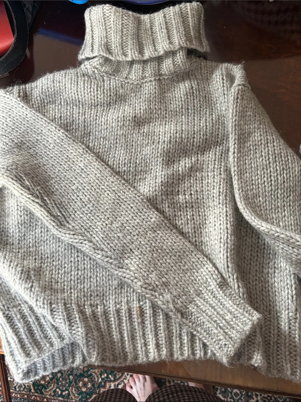 J. Crew Light Gray Chunky Wool Turtleneck Sweater